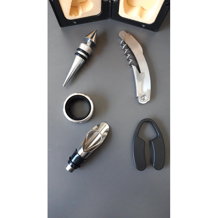 Wijnfles wijnaccessoires set zwart