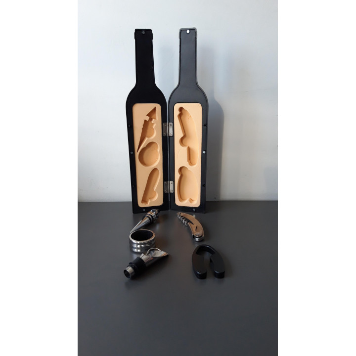 Wijnfles wijnaccessoires set zwart