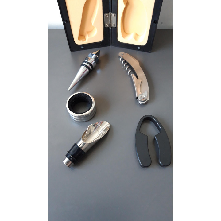 Wijnfles wijnaccessoires set zwart