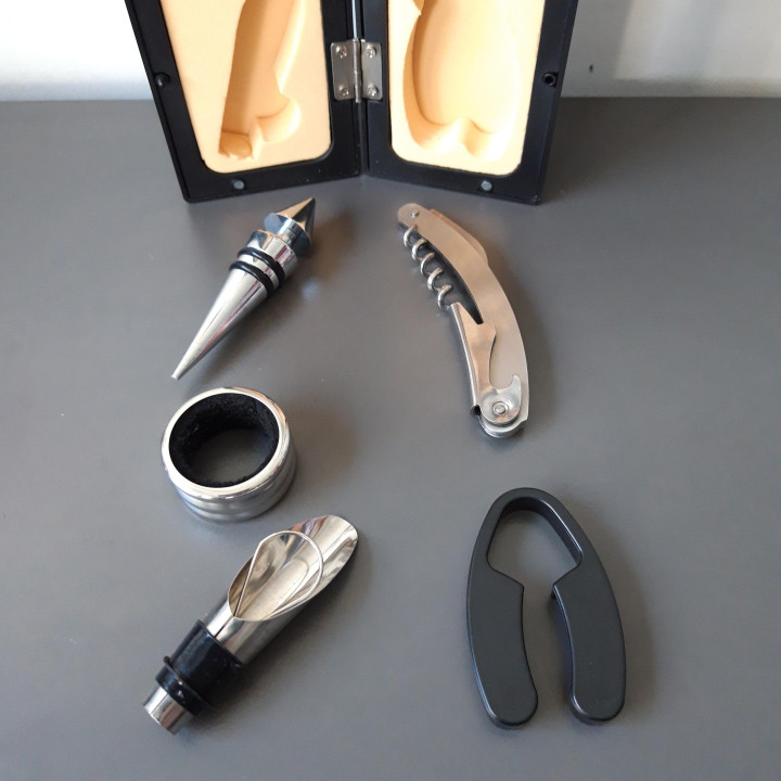 Wijnfles wijnaccessoires set zwart