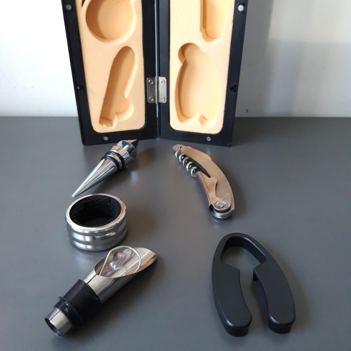 Wijnfles wijnaccessoires set zwart