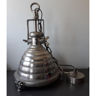 Industriële Metalen Hanglamp met Ketting | Zilverkleurig