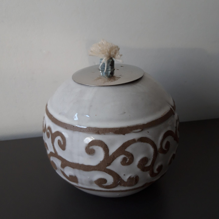 Keramische Oliebrander met Bruin Decor | Geurbrander