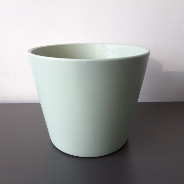 Lichtgroene keramieken bloempot