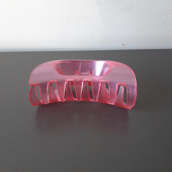 Grote roze haarklem transparant