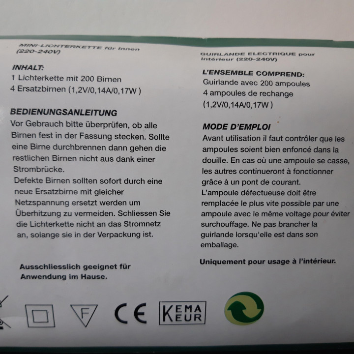 Kerstverlichting 200 lampjes binnen met doos en reservelampjes