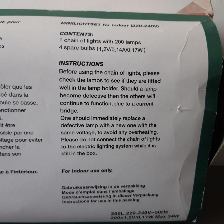 Kerstverlichting 200 lampjes binnen met doos en reservelampjes