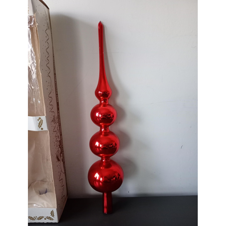 Grote rode glazen kerstboom piek 40 cm