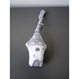 Baby knuffeltje toren grijs wit met knispergeluid