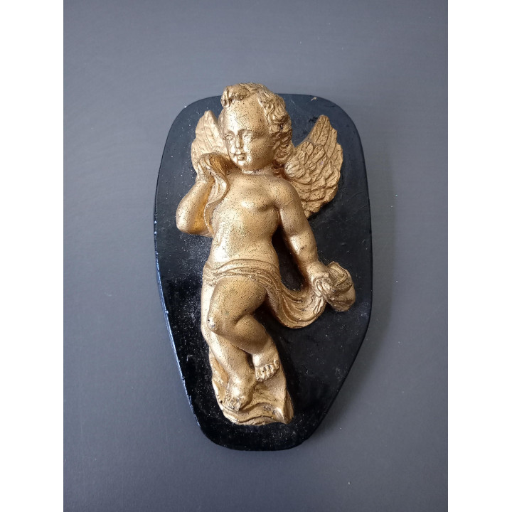 Wanddecoratie Engel Goudkleurig op Zwart | Muurdecoratie