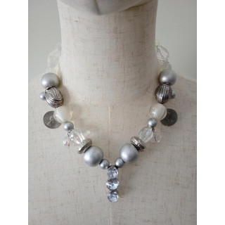 Statement ketting zilver en transparant met bedels