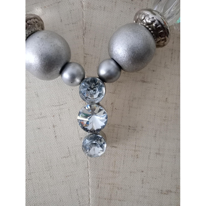 Statement ketting zilver en transparant met bedels