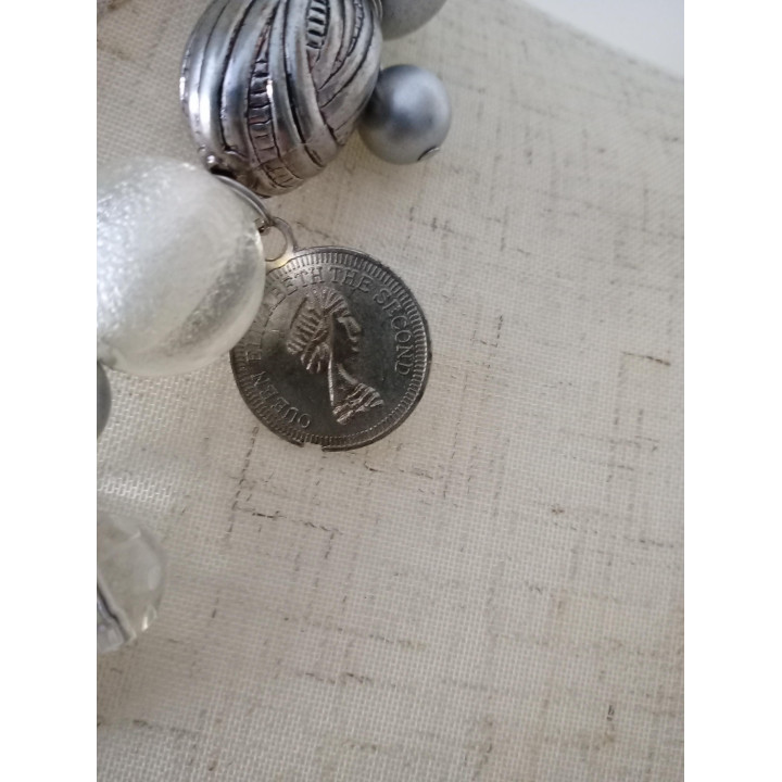 Statement ketting zilver en transparant met bedels