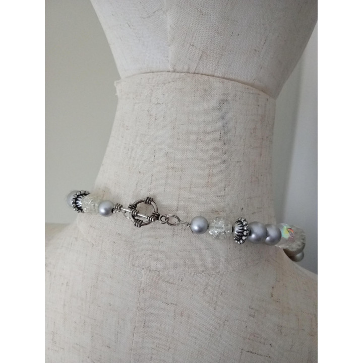 Statement ketting zilver en transparant met bedels