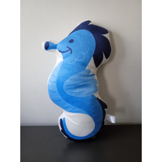 Zeepaardje kussen blauw wit 37 cm