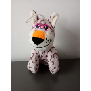 Pluche hond knuffel met ophanglus roze staart 15 cm