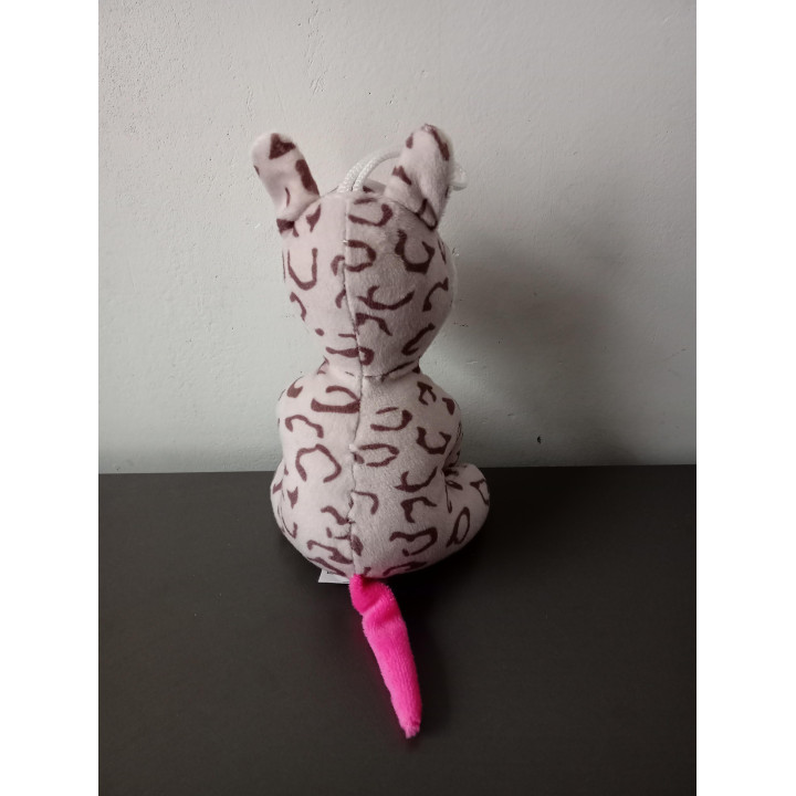 Pluche hond knuffel met ophanglus roze staart 15 cm