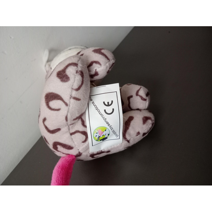 Pluche hond knuffel met ophanglus roze staart 15 cm