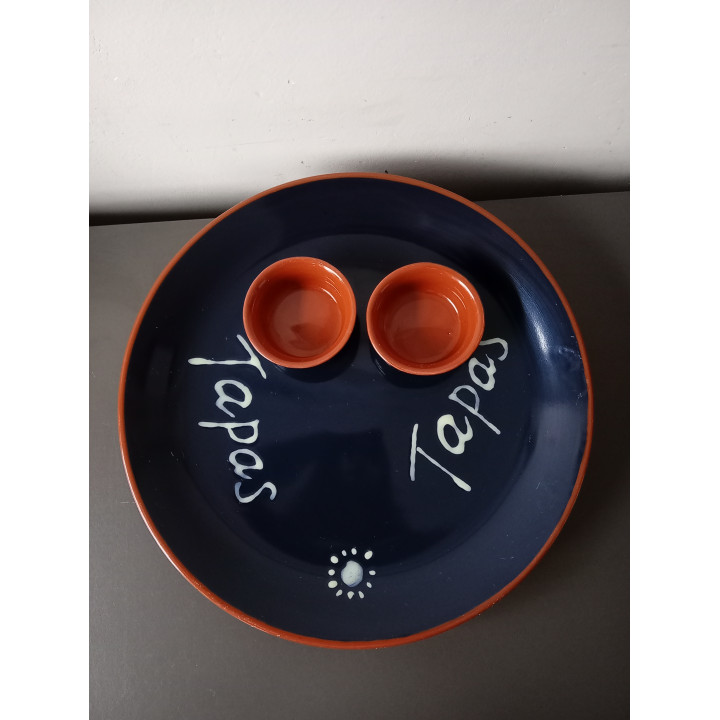 SiaKia Tapas Serveerschaal met 2 Schaaltjes | Blauw