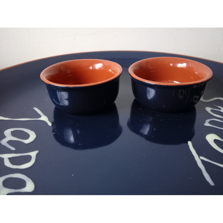 SiaKia tapas serveerschaal met 2 schaaltjes blauw oranje