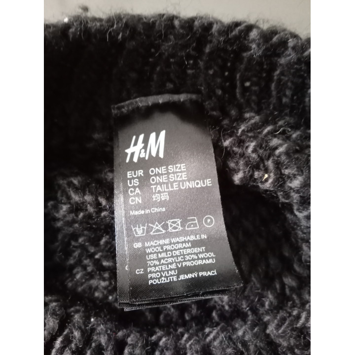 Zwarte gebreide baret H&M one size warme wintermuts