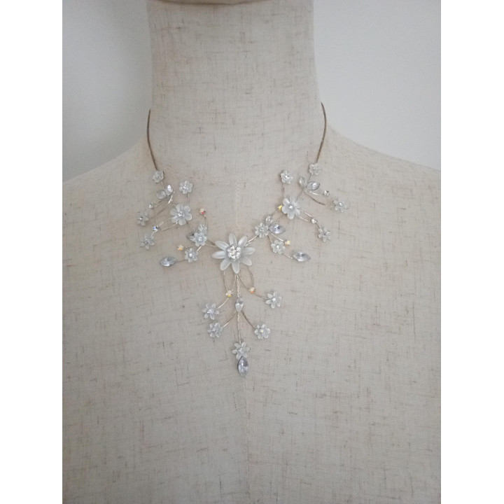 Bloemen Ketting met Strass en Kralen | Dames Ketting