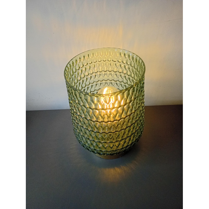 Groene Glazen Tafellamp met Gouden Voet | Sfeerlamp