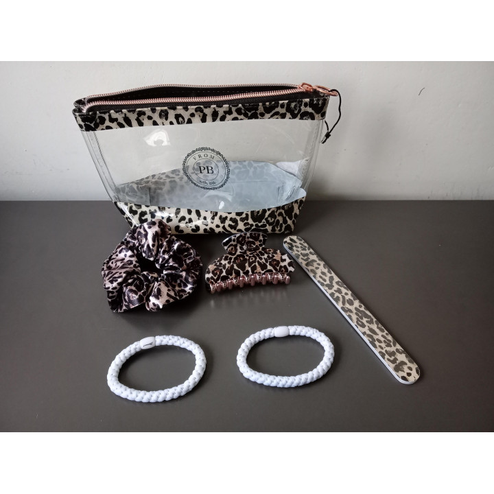 Leopard toilettas set met accessoires