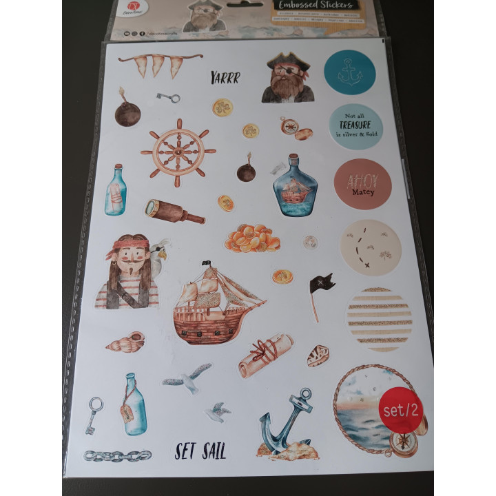 Embossed stickers piraten set | 2 vellen