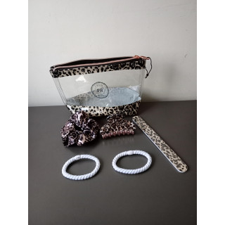 Leopard toilettas set met accessoires