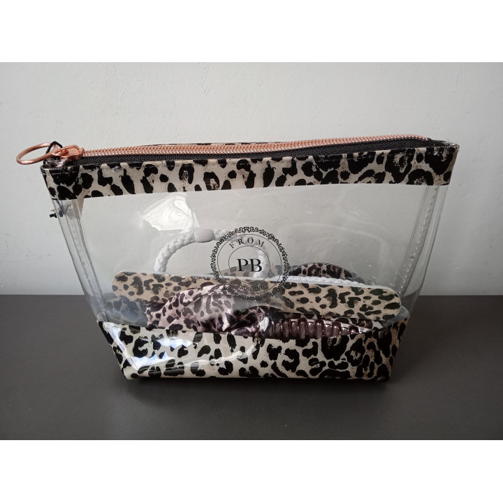 Leopard toilettas set met accessoires