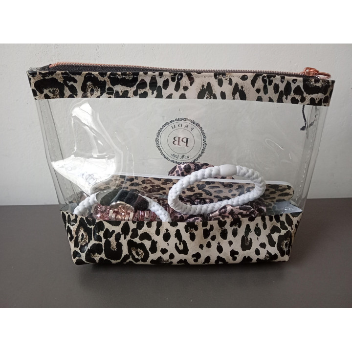 Leopard toilettas set met accessoires