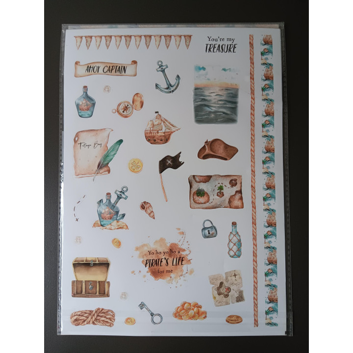Embossed stickers piraten set | 2 vellen