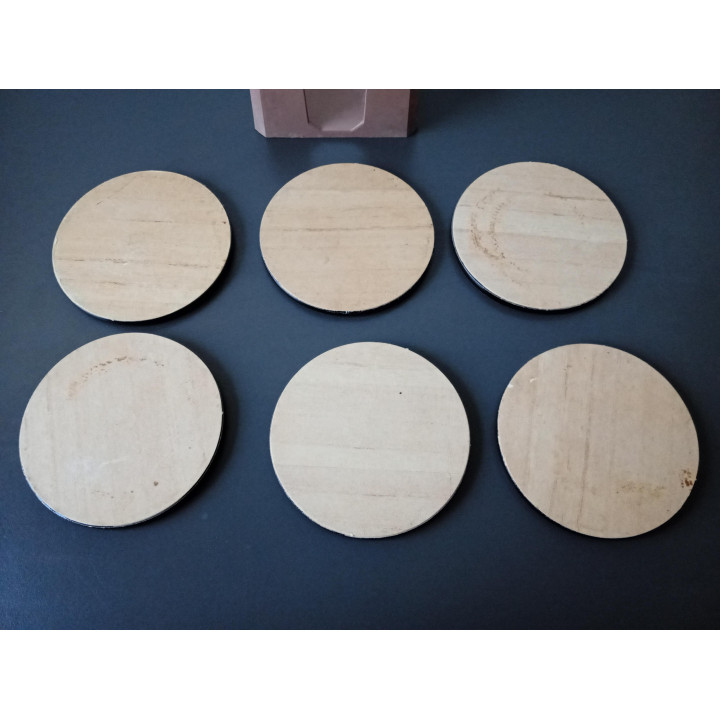 Set van 6 onderzetters met houder Grieks design zwart goud