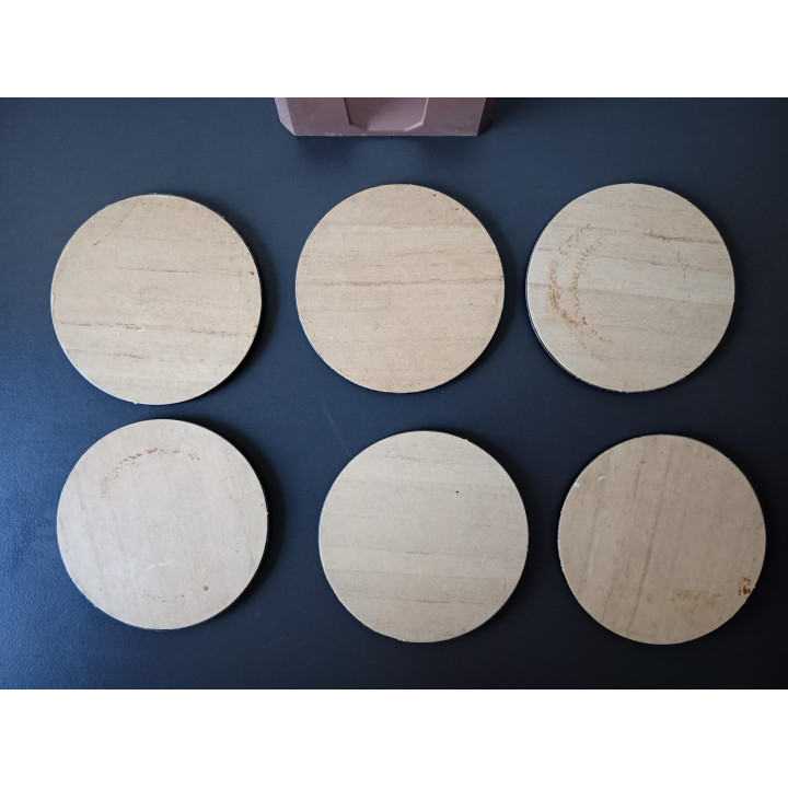 Set van 6 onderzetters met houder Grieks design zwart goud