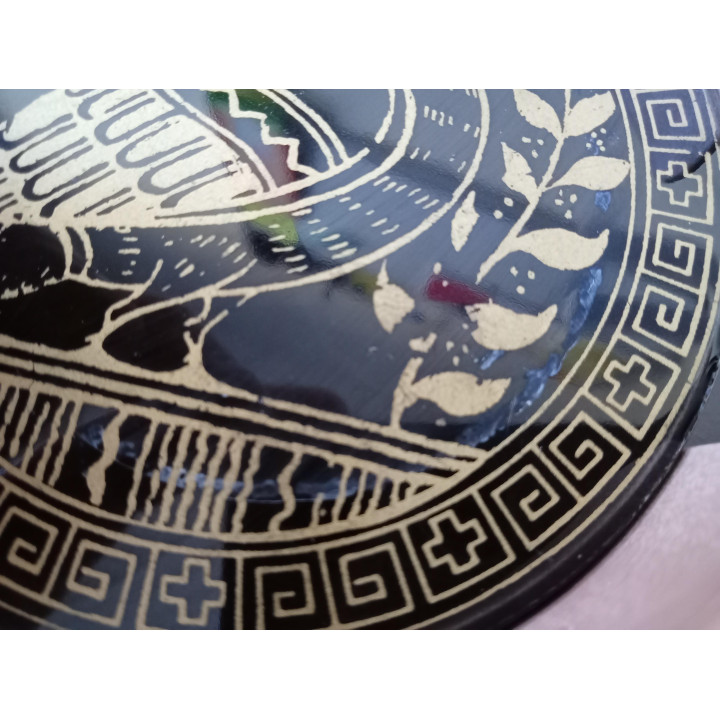 Set van 6 onderzetters met houder Grieks design zwart goud