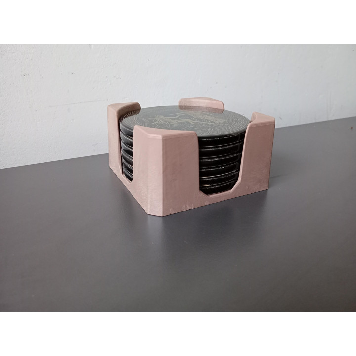 Set van 6 onderzetters met houder Grieks design zwart goud