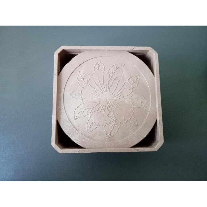 Set van 6 onderzetters met houder Grieks design zwart goud