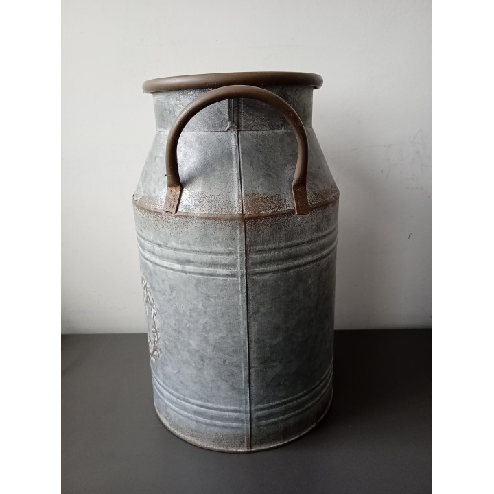 Grote zinken melkkan Flowers & Garden met handgrepen