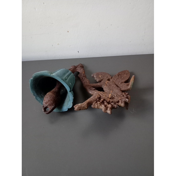 Gietijzeren wandbel met elfje vintage brocante