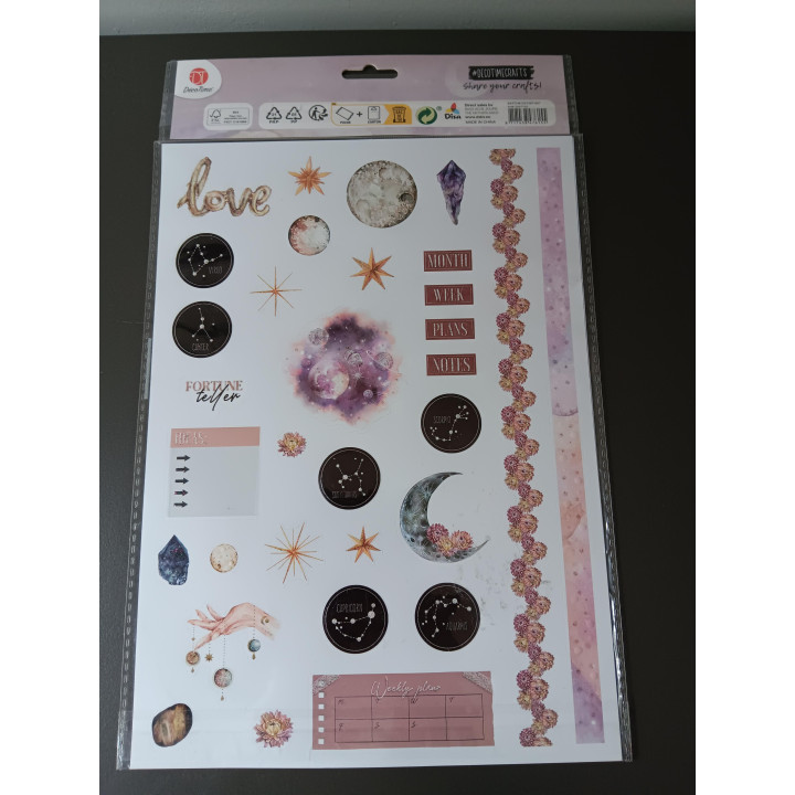 Embossed astrologie en planner stickers 2 vellen