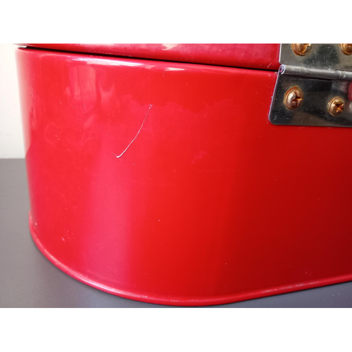 Rode metalen broodtrommel met deksel