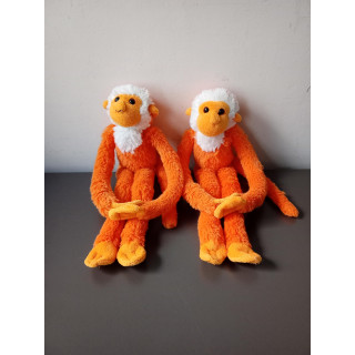 Set van 2 pluche apen met klittenband handjes