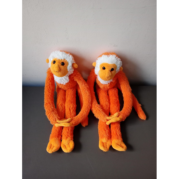 Set van 2 pluche apen met klittenband handjes