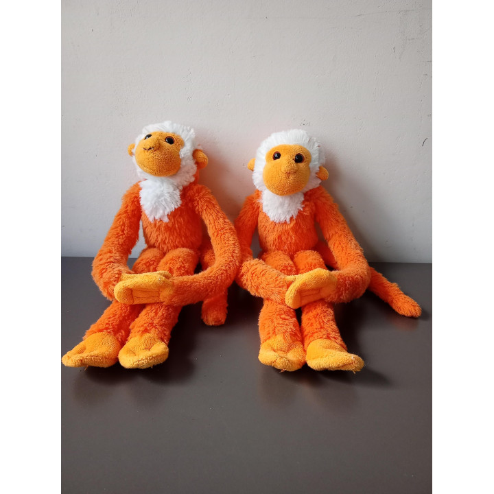 Set van 2 pluche apen met klittenband handjes