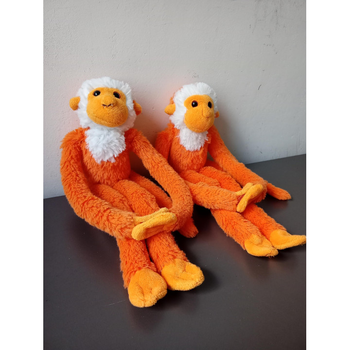Set van 2 pluche apen met klittenband handjes