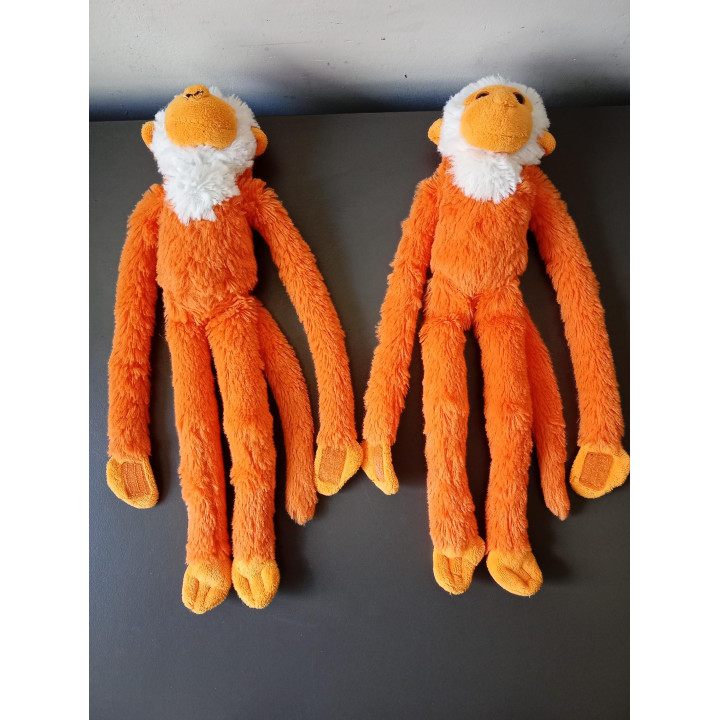 Set van 2 pluche apen met klittenband handjes