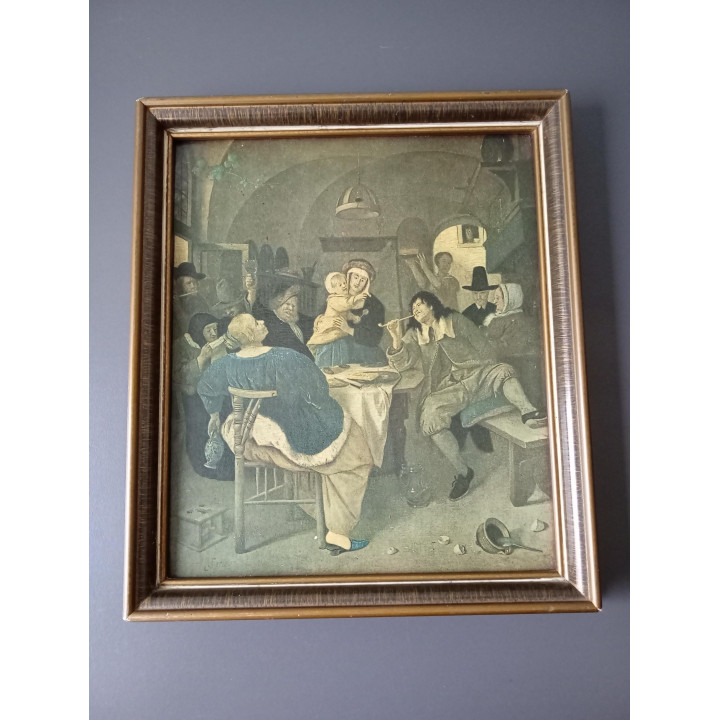Ingelijste print klassiek tafereel gezelschap aan tafel