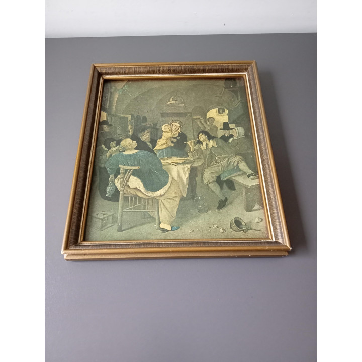 Ingelijste print klassiek tafereel gezelschap aan tafel