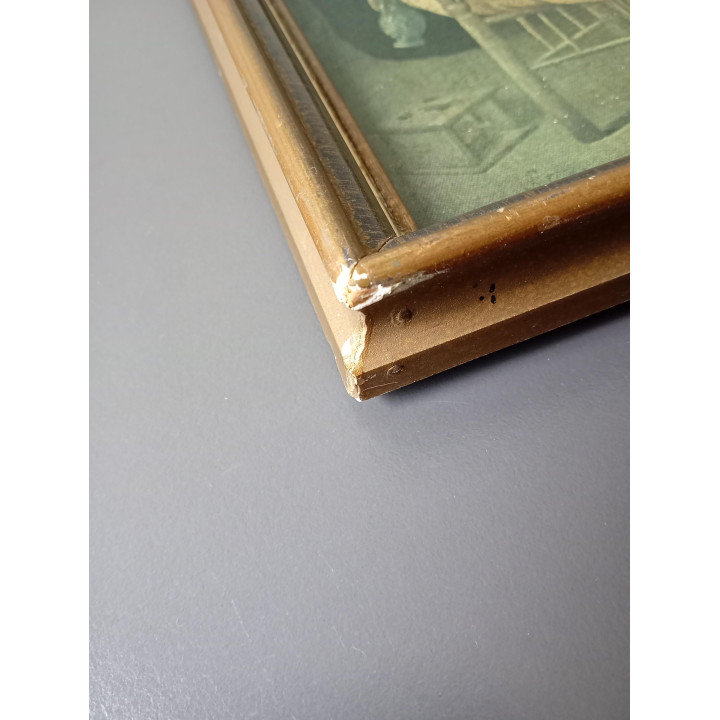 Ingelijste print klassiek tafereel gezelschap aan tafel